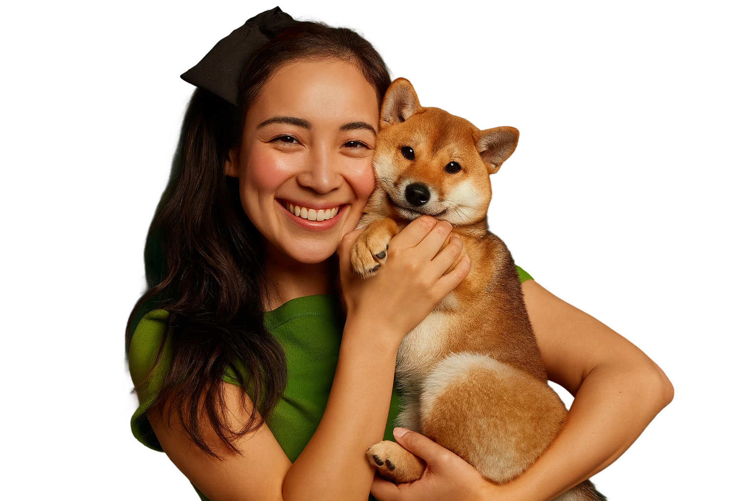 Woman with corgi